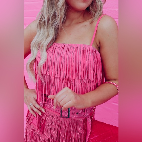 Pink Rhinestone Fringe Set - Picture 3 of 9